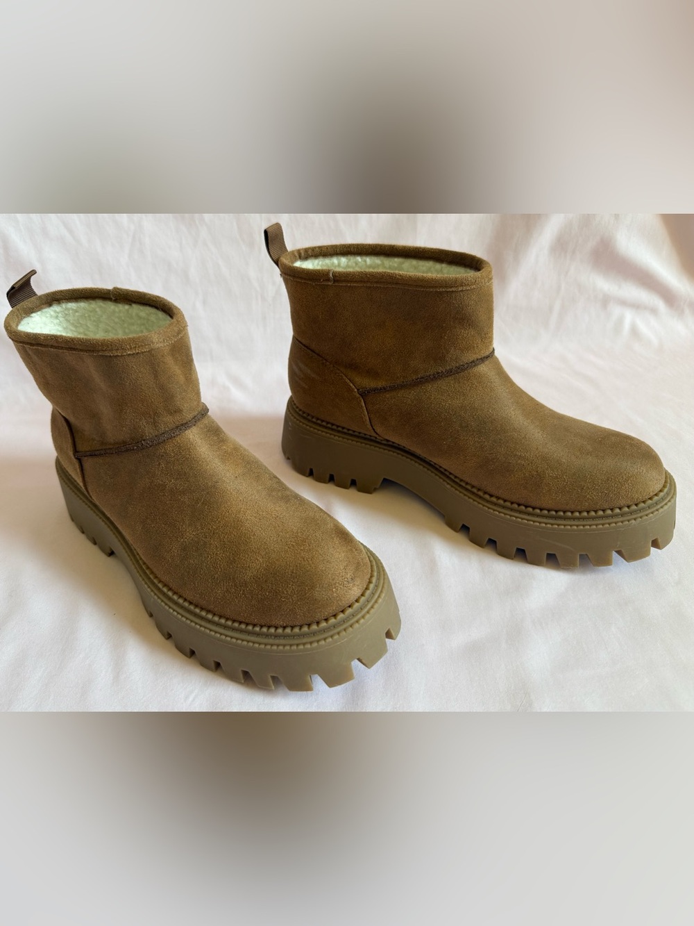 Dolce Vita Chunky Suede Ankle Boots in Olive Brown